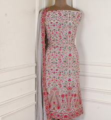 Crepe silver Unstitched Suit