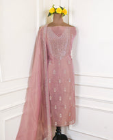 Shimmer Baby Pink Unstitched Suit