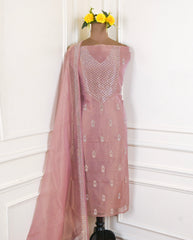 Shimmer Baby Pink Unstitched Suit