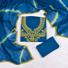Organza Blue Unstitched Suit