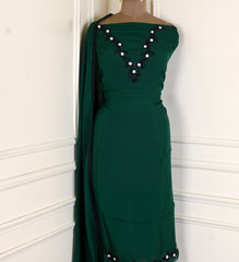 Organza Green Unstitched Suit