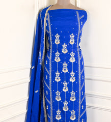 Organza Blue Unstitched Suit