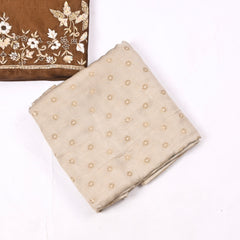 Organza Silk Brown Unstitched Suit