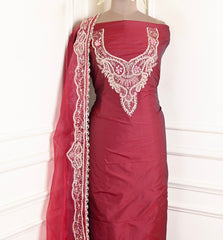 Gavadin Maroon Unstitched Suit
