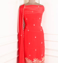Crepe Red Unstitched Suit