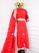 Crepe Red Peplum Lehenga Suit