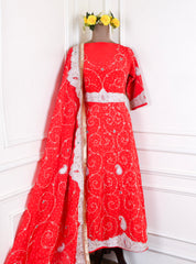 Crepe Red Peplum Lehenga Suit
