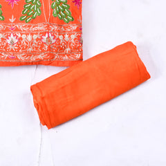 Crepe Orange Semi-Stitched Anarkali Suit