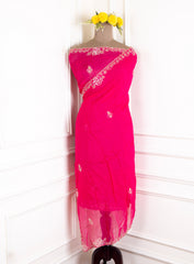 Organza magenta Unstitched Suit