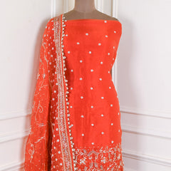 Glass Shimmer Orange Unstitched Suit