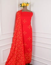Cotton Red Phulkari Suit