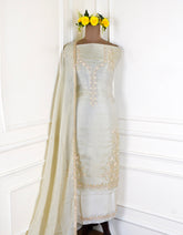 Giraffe Shimmer Ivory Unstitched Suit