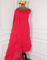Organza Pink Unstitched Suit