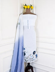 Mul Cotton White Unstitched Suit
