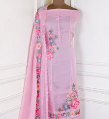 Organza Pink Unstitched Suit