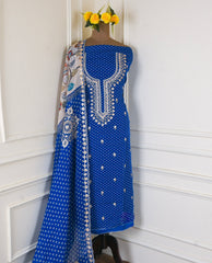 Organza Blue Unstitched Suit