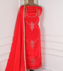 Crepe Red Unstitched Suit