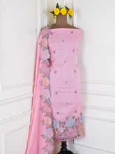Mul Cotton Pink Unstitched Suit