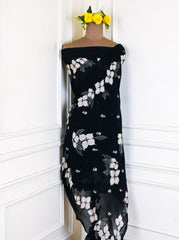 Georgette Black Unstitched Suit