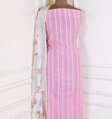 Chanderi Silk Pink Unstitched Suit