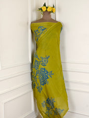 Crepe Mustard Yellow Unstitched Suit