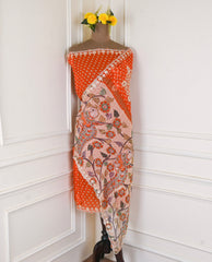 Organza Rust Unstitched Suit