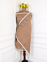 Mul Chanderi Brown Unstitched Suit