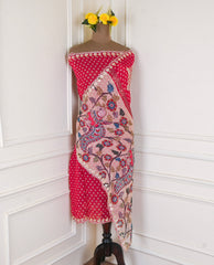 Organza Pink Unstitched Suit