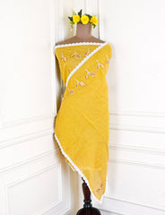 Mul Chanderi Yellow Unstitched Suit