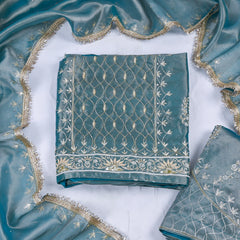 Shimmer Ferozi Unstitched Lehenga Suit
