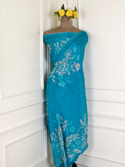Crepe Sky Blue Unstitched Suit