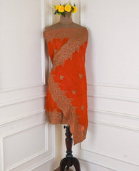 Crepe Orange Unstitched Suit