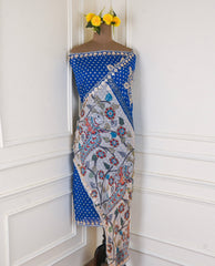 Organza Blue Unstitched Suit