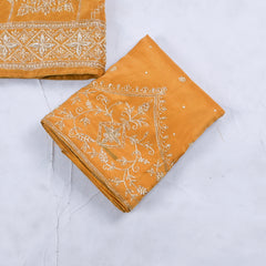 Shimmer Yellow Unstitched Lehenga Suit
