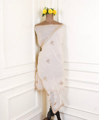 Organza Beige Unstitched Suit