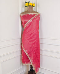 Shimmer Red Unstitched Lehenga Suit