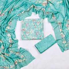 Muslin Sky Blue Unstitched Suit