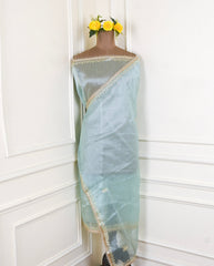 Glass Ice Blue Unstitched Lehenga Suit