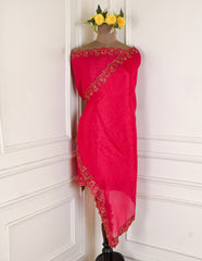 Crepe Magenta Pink Unstitched Suit