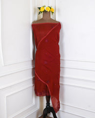 Organza Maroon Unstitched Suit