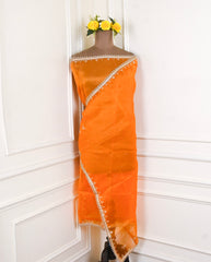 Glass Shimmer Orange Unstitched Lehenga Suit