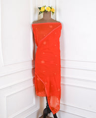 Organza Rust Unstitched Suit