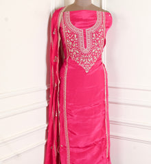 Organza Magenta Unstitched Suit
