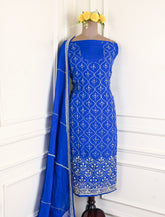 Organza Blue Unstitched Suit