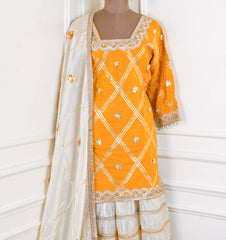 Crepe Yellow Stitched Lehenga Suit