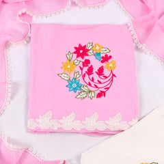 Organza Baby Pink Unstitched Suit
