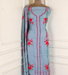 Twill Organza Blue Unstitched Suit