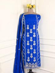 Organza Blue Unstitched Suit