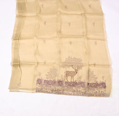 Organza Muted Beige Unstitched Suit