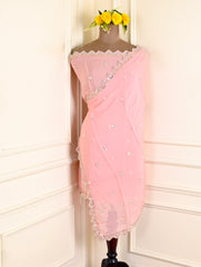 Organza Baby Pink Unstitched Suit